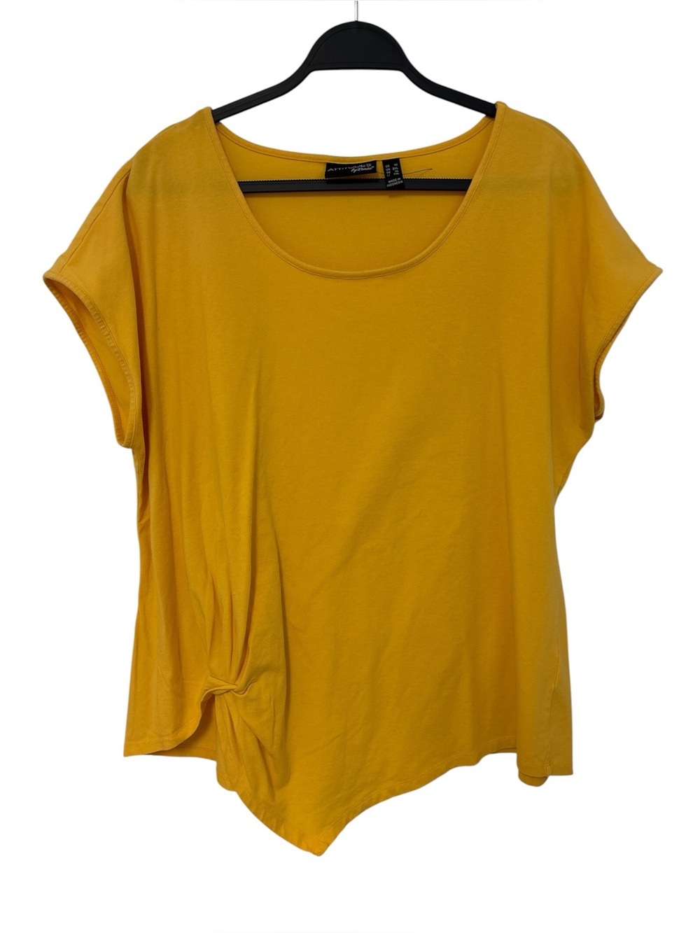 Attitudes Bu Renee Women's Mustard Short Sleeve Knot Tee Sz/1X  NWOT